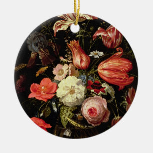 Ornamento De Cerâmica Ainda vida das flores em uma borda