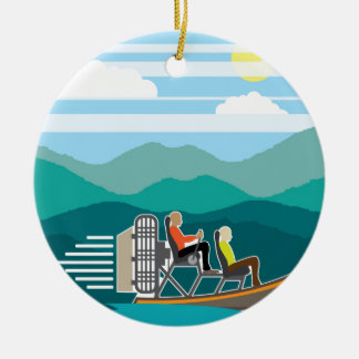 Ornamento De Cerâmica AirBoat do passeio do barco do pântano