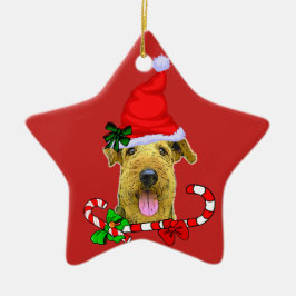 Ornamento De Cerâmica Airedale Terrier Christmas
