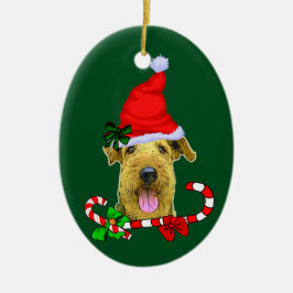 Ornamento De Cerâmica Airedale Terrier Christmas