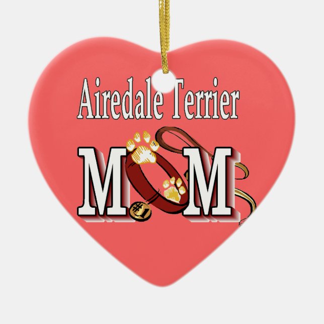 Ornamento De Cerâmica Airedale Terrier MOM (Frente)