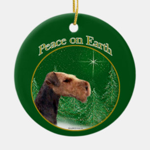 Ornamento De Cerâmica Airedale Terrier Peace