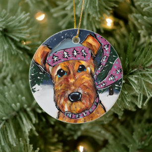 Ornamento De Cerâmica Airedale Terriers