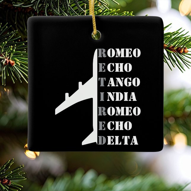 Ornamento De Cerâmica Airplane Retired Nato Phonetic Alphabet Aviation (Criador carregado)