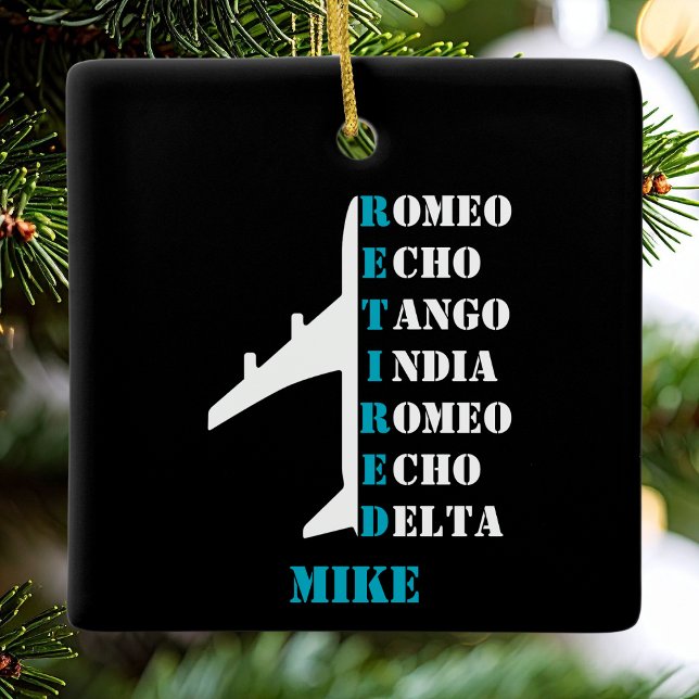 Ornamento De Cerâmica Airplane Retired Nato Phonetic Alphabet Aviation (Criador carregado)