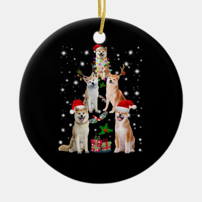 Ornamento De Cerâmica AKita Dog Christmas, Akita Papai noel Customs Prod (Frente)