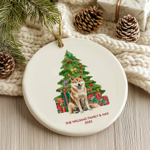 Ornamento De Cerâmica Akita Inu Dog Personaliza o Natal