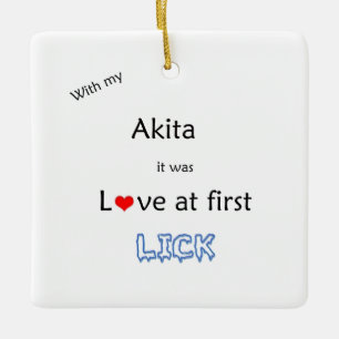 Ornamento De Cerâmica Akita Love no First Lick