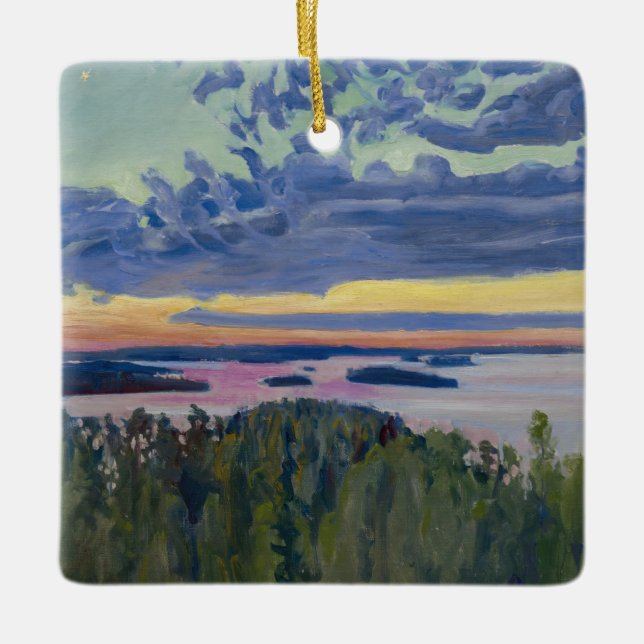 Ornamento De Cerâmica Akseli Gallen-Kallela - Vista sobre um lago em Sun (Frente)