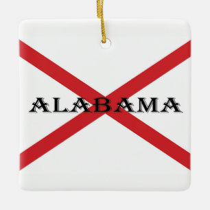 Ornamento De Cerâmica Alabama and Flag orncn