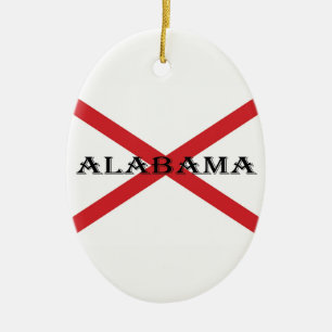 Ornamento De Cerâmica Alabama e Flag orncnt
