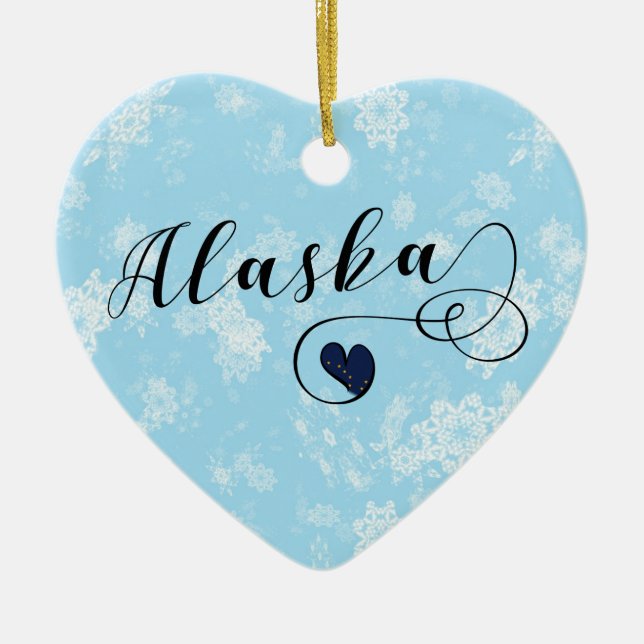 Ornamento De Cerâmica Alaska Heart, Christmas Tree Ornament, Alaskan (Frente)