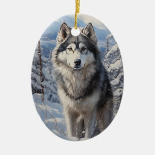 Ornamento De Cerâmica Alaskan Malamute