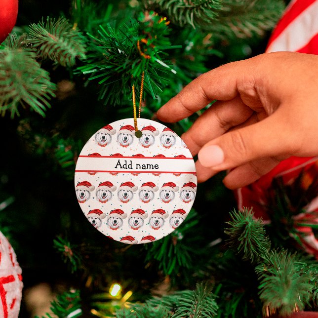 Ornamento De Cerâmica Alaskan Malamute Dog Raça Estrelas de Natal (Criador carregado)