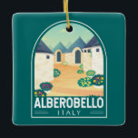Ornamento De Cerâmica Alberobello Itália Viagem Art Vintage<br><div class="desc">Design de arte vetorial Alberobello. É conhecido por suas cabanas de pedra,  com cascas brancas e trágicas,  com telhados cônicos.</div>