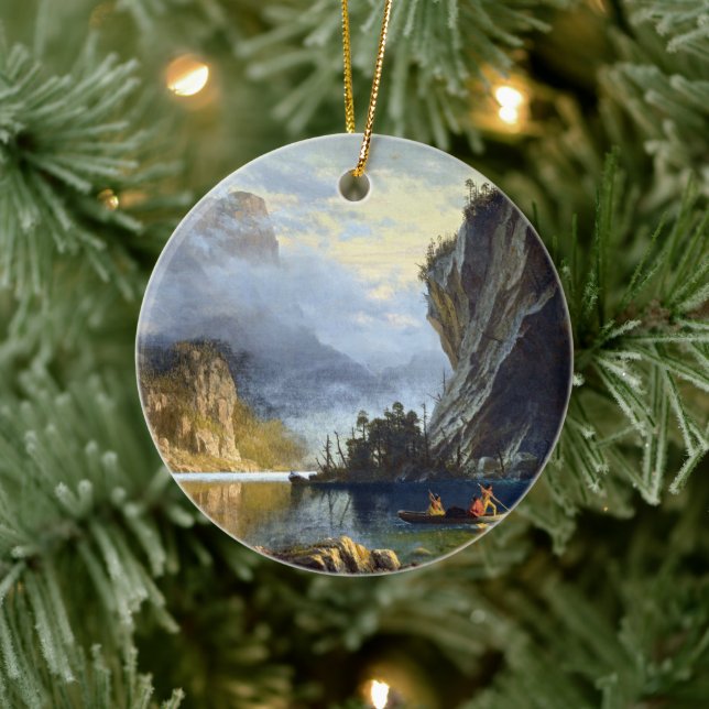 Ornamento De Cerâmica Albert Bierstadt Indians Spear Poster (Árvore)