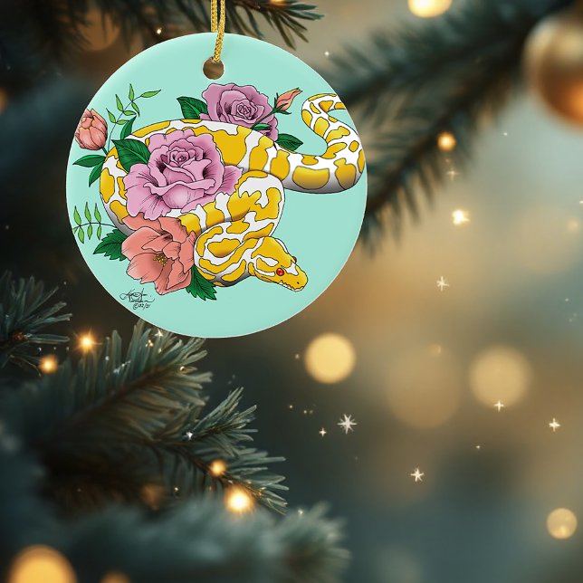 Ornamento De Cerâmica Albino Ball Python Amarelo (Criador carregado)