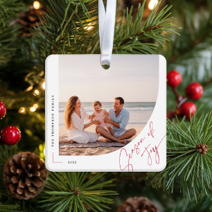 Ornamento De Cerâmica Álbum de Família Moderno com Foto Dupla de Natal