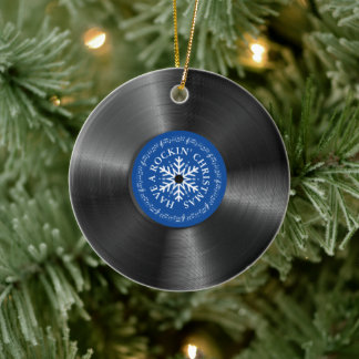 Ornamento De Cerâmica Álbum de Vinil Retroativo - Vintage Record Natal