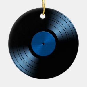 Ornamento De Cerâmica Álbum gravado retro de vinil no azul
