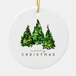 Ornamento De Cerâmica Alcohol Ink Design Christmas Tree Holiday Card
