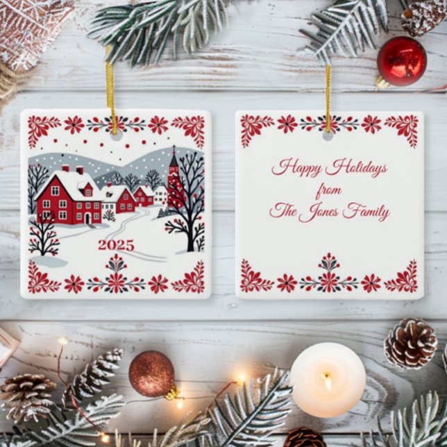 Ornamento De Cerâmica Aldeia Escandinava Nórdica (Criador carregado)