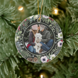 Ornamento De Cerâmica Alegre Arco Botânico de Natal Personalizado Foto