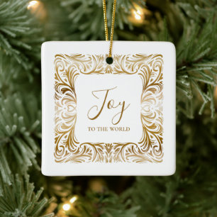 Ornamento De Cerâmica Alegria Ao Mundo Personalizado Natal Elegante