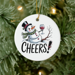 Ornamento De Cerâmica Alegria de Natal Boneco de Neve Cozinha Vinho Cozi