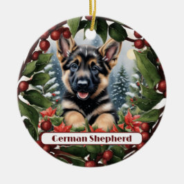 Ornamento De Cerâmica Alegria do german shepherd: Natal personalizado
