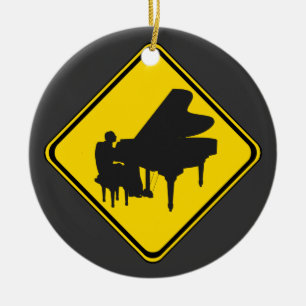 Ornamento De Cerâmica Alerta: Jogador De Piano À Frente!