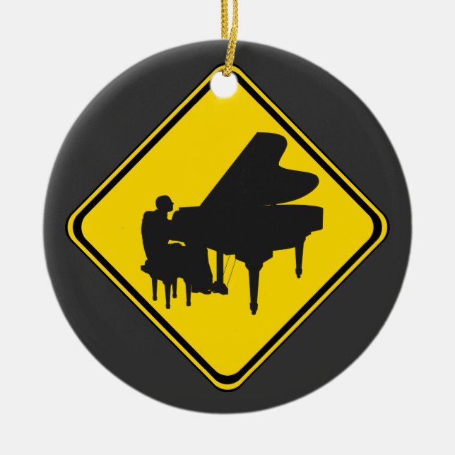 Ornamento De Cerâmica Alerta: Jogador Piano à Frente! (Frente)