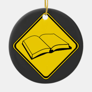 Ornamento De Cerâmica Alerta: Livros À Frente!