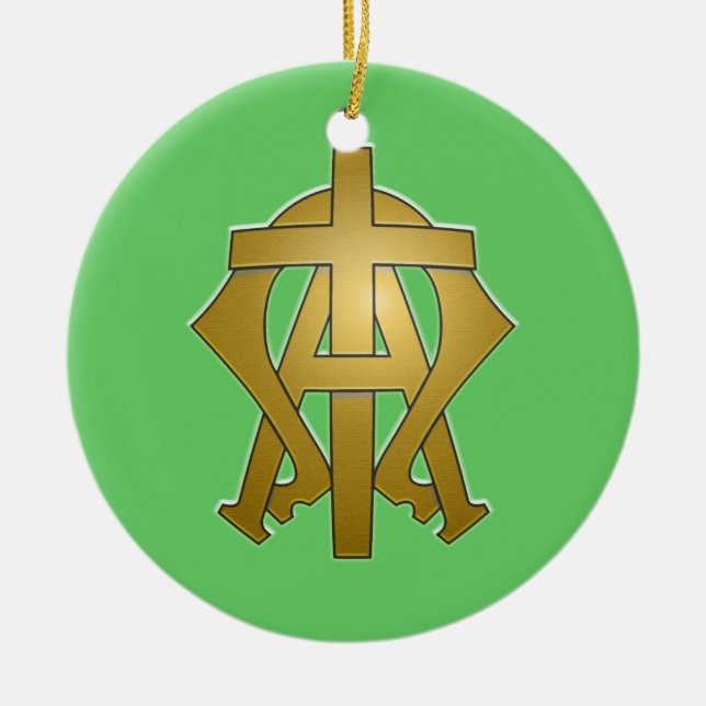 Ornamento De Cerâmica Alfa e Omega (Frente)