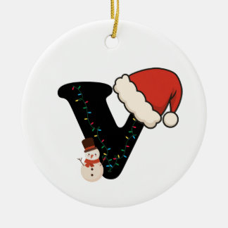 Ornamento De Cerâmica Alfabeto de Natal Personalizado V