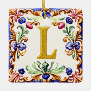 Ornamento De Cerâmica Alfabeto Dourado – Letra L