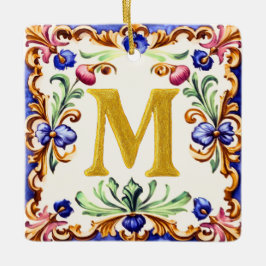 Ornamento De Cerâmica Alfabeto Dourado – Letra M