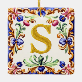Ornamento De Cerâmica Alfabeto Dourado – Letra S