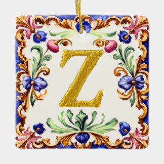 Ornamento De Cerâmica Alfabeto Dourado – Letra Z
