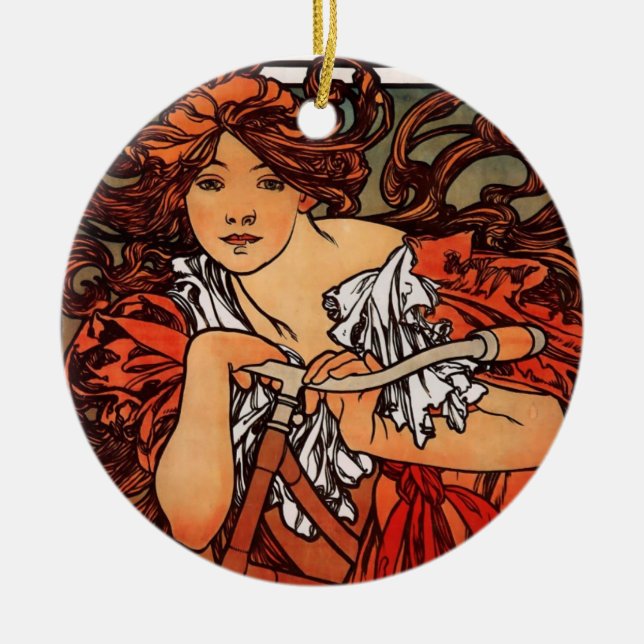 Ornamento De Cerâmica Alfons Mucha Perfecta (Frente)