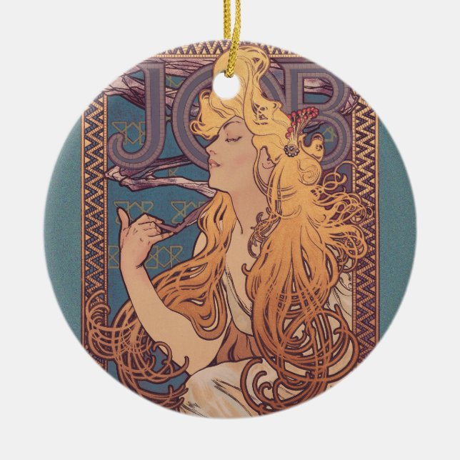 Ornamento De Cerâmica Alfonse Mucha Job Art Nouveau mulher (Frente)