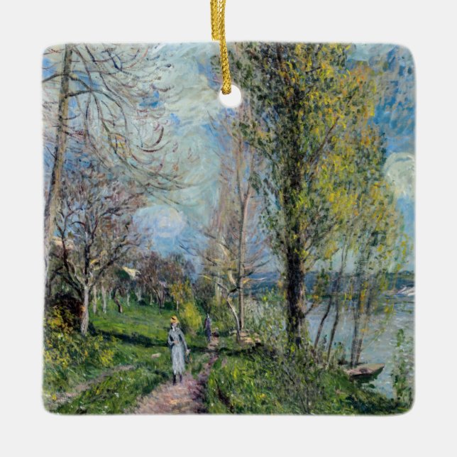 Ornamento De Cerâmica Alfred Sisley - Banks do Sena em By (Frente)