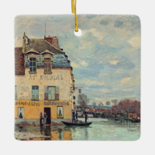 Ornamento De Cerâmica Alfred Sisley - Inundação em Port-Marly 1872