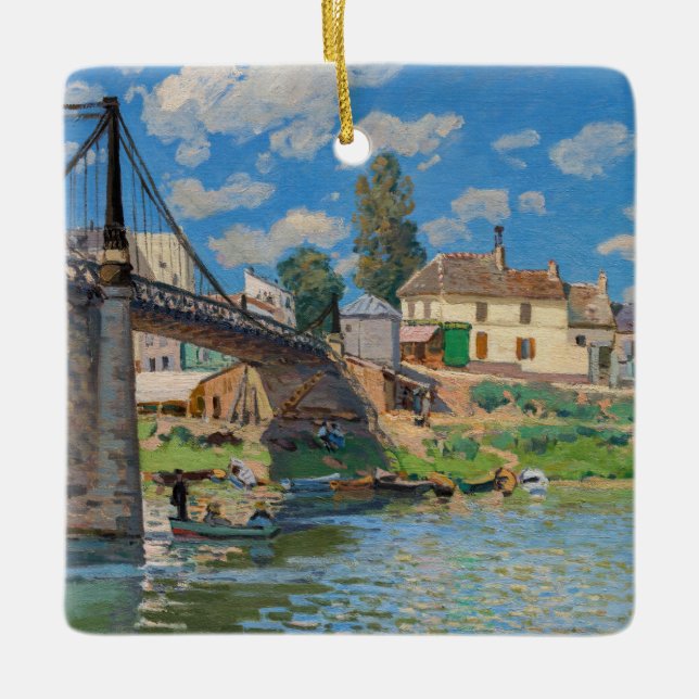 Ornamento De Cerâmica Alfred Sisley - Ponte em Villeneuve-la-Garenne (Frente)