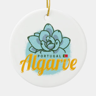 Ornamento De Cerâmica Algarve Portugal Flor Suculta Souvenir