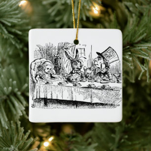 Ornamento De Cerâmica Alice no País das Maravilhas Vintage, Cena do Chá 