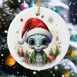 Ornamento De Cerâmica Alienígena de Natal<br><div class="desc">Este design pode ser personalizado na área fornecida pela alteração da foto e/ou do texto. Ou pode ser personalizado clicando em Personalizar este Modelo e, em seguida, escolhendo o clique para personalizar mais a opção e excluir ou alterar a cor do plano de fundo, adicionar texto, alterar a cor ou...</div>
