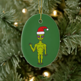 Ornamento De Cerâmica Alienígena espacial num Natal Personalizado