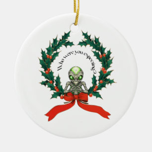 Ornamento De Cerâmica Alienígena Natal Wreath
