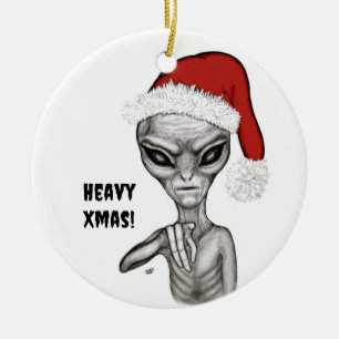 Ornamento De Cerâmica Alienígena ruim, Natal pesado!